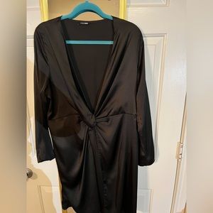 FashionNova XL satin black dress with slit in front. Never worn